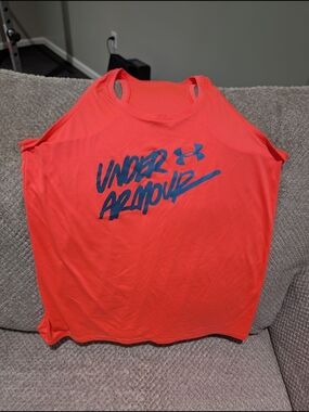 Under Armour Coral Tank Top with Navy Graphic